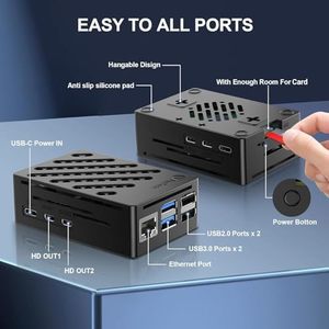 RasTech <strong>Raspberry</strong> <strong>Pi</strong> 5 8GB Development Board Kit 64GB Edition Active Cooler 27W 5.1V5A <strong>USB</strong>-C <strong>Power</strong> Supply Card Readers Case Dual - Product Image 4