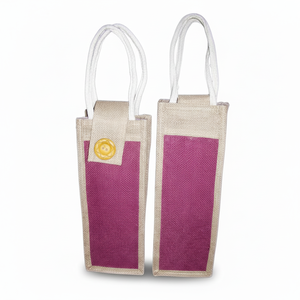 Bolsa de botella de vino de tela de yute reutilizable ZARI BORDER SINGLE 2/4/6 botellas individuales con asa para ir de compras - Product Image 1