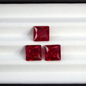 Synthetic Ruby Loose Stone Square Cut Pigeon Blood Red For Ring Making - Product Image 4