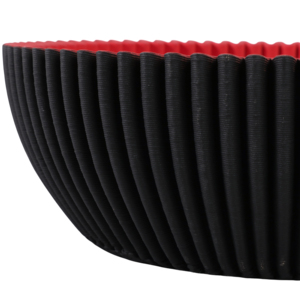 Ciotola Scanalata Stampata in 3D Nera con Interno Rosso per Tavolino da Caffè, Bancone Cucina, Decorazione Centrotavola - Product Image 5
