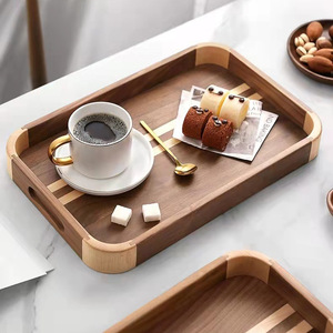 Wooden Black <b>Walnut</b> Tray 39x24.8cm Reusable Tea Snack Serving Tray For Home Living Room <b>Coffee</b> <b>Table</b> Storage - Product Image 2