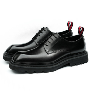Nouvelles chaussures habillées en cuir pour hommes, style plateforme, rehaussantes, en cuir de vachette, style Derby, bout pointu - Product Image 1