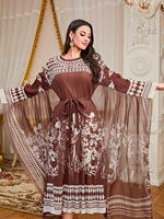 Vente en gros de vêtements plissés pour femmes de style Miyake, fabriqués sur commande, grande taille, robe longue à imprimé arabe, haute qualité