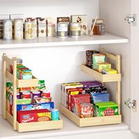 Unterschrank-Organizer 2-stufiger Ausziehschrank-Organizer Vertikale Schiebe-Bambus-Aufbewahrungsregale für Mehrzweck-Küche und Bad