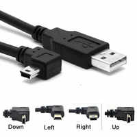 Cable de Carga y Transferencia de Datos USB 2.0 con Interfaz en Forma de T Mini 5P, Revestimiento de PVC, Blindaje Trenzado, Conectores Niquelados/Dorados para MP4