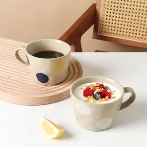 रेट्रो जापानी शैली सिरेमिक प्रतिक्रियाशील शीशे का आवरण कप कैप्पुकिनो लट्टे मग कस्टम लोगो कॉफी सिरेमिक मग विंटेज