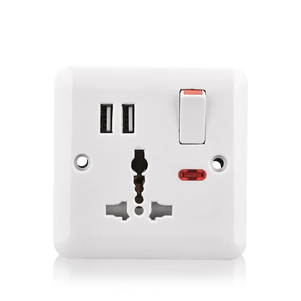 Bakeliet Panel 13A BS5733 Universele Muur 2 Usb-poort Socket