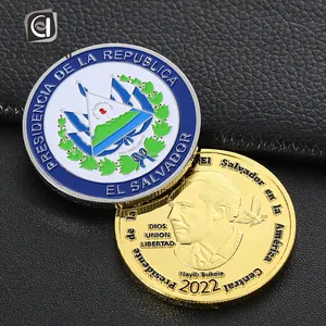 Logotipo 3d de ouro em relevo personalizado, moedas de desafio de esmalte colorido em metal