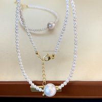 Duo de perles contrastées: 3mm Seed & 9-11mm Edison Collier Bracelet Rond Satin-Lustre Valeur Chef-d 'œuvre Ensemble de bijoux minimaliste