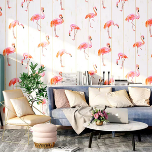 Città romantica con motivo fenicottero sfondo in venature di legno soggiorno camera <span class=keywords><strong>da</strong></span> letto decorativo PVC <span class=keywords><strong>carta</strong></span> <span class=keywords><strong>da</strong></span> <span class=keywords><strong>parati</strong></span> - Product Image 1