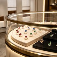 Table de présentation de bijoux en verre ronde avec éclairage LED, vitrine de vente au détail, comptoir d'exposition
