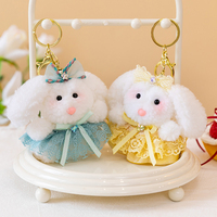 Porte-clés en peluche lapin couple, pendentif mignon animal en peluche, breloque de sac à dos, cadeau d'anniversaire 10cm