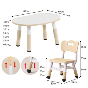 Mesa Multifuncional Moderna de Altura Ajustable de Plástico y Madera para Niños de Jardín de Infancia SINKIPA, Pizarra Blanca/Madera, 5 Colores - Product Image 3