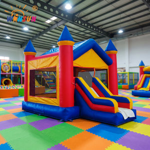 WINSUN Commercial V Shaped <b>Inflatable</b> Combo Bouncing Castle Trampoline Lead Free Fireproof Waterproof PVC CE for Kids - Product Image 1