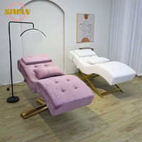 Lit de beauté pour les cils Siman de haute qualité, réglable dans le dos, en cuir rose, avec fonction de levage et de rotation, table de massage pour spa facial thaïlandais, salon de massage avec appui-tête