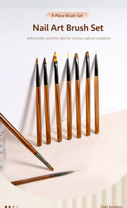 Kit de 9 pinceaux à ongles en acrylique avec manche, pour détails, liner ovale en nylon pour manucure UV sans traces - Product Image 2