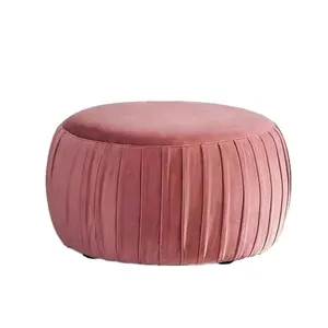 Bán Buôn Thép Không Gỉ Vòng Nhỏ Footstool Ottoman, Nội Thất Phòng Ngủ Nhung Sang Trọng Vòng Pouf Ottoman