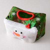 DAMAI Porte-mouchoirs en flanelle rouge flocon de neige pour la décoration de table de Noël, Housse de boîte à mouchoirs de Noël