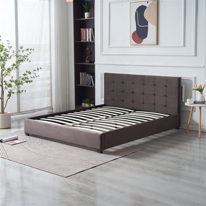 <span class=keywords><strong>Lit</strong></span> moderne de luxe en tissu capitonné avec rangement, taille Queen/King, durable, capitonné à boutons, mobilier doux, cadre en bois - Product Image 1