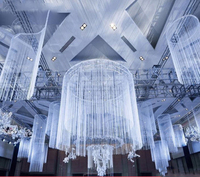 Cortina Decorativa para Fondo de Boda, Decoración para Eventos y Fiestas, Adorno Colgante con Borlas para Techo