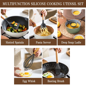 Utensilios de Cocina de Silicona, Juego de Utensilios de Goma con Soporte para Espátula, Cuchara y Espátula - Product Image 3