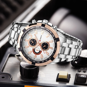 Nouveau Curren 8023 hommes mode Quartz montre-bracelet étanche en acier inoxydable bande verre cadran fenêtre pointeur cadran affichage Haiou - Product Image 5