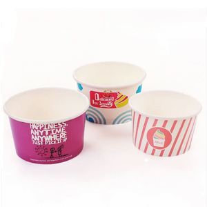 Vaso de Papel Personalizado con Logotipo, 150ml 200ml 250ml 8oz, de Grado Alimenticio, de Pared Simple, para Yogurt Congelado, Helado, para Llevar, Venta al Por Mayor - Product Image 1