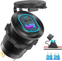 Chargeur de voiture USB-C PD 100W amélioré, prise QC3.0 18W en alliage d'aluminium, charge rapide CC 12V-24V, prise USB pour camping-car, bateau, camion
