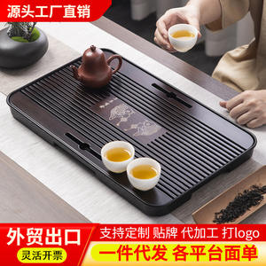 Bandeja de té de bambú y madera natural, pequeña bandeja de drenaje para el hogar, mesa de té estilo chino con almacenamiento de agua, mesa de té pequeña para una persona - Product Image 4