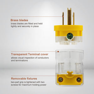 Enchufe macho de hoja recta US & CA Enchufe iluminado estándar NEMA 5-15P Conexión de toma de corriente eléctrica de 3 clavijas Enchufe eléctrico de 120V - Product Image 2