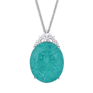 Collier pendentif ovale en cuivre imitation jade de haute qualité, élégant et écologique, 25*30mm, pour femme, idéal pour les occasions décontractées et le bureau - Product Image 1
