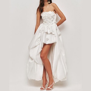 Nuevo Vestido Maxi Personalizado para Mujer, Cuello Recto sin Tirantes, Diseño Floral, Dobladillo Asimétrico, Cierre Trasero, Vestido Maxi de Algodón para Mujer - Product Image 1