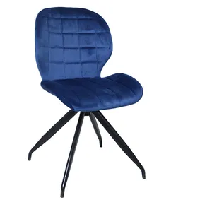 Обеденный стул из современной ткани с металлическими ножками, французский шрифт, Высококачественный бархатный многоцветный Мягкий тканевый стул, обеденный черный