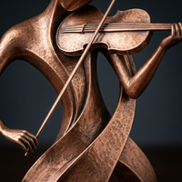 Sculpture de Musicien en Bronze Coulé Jouant du Violon, Figurine Moderne Faite à la Main, Statue Décorative pour Jardin, Maison, Hôtel, École, Tailles Personnalisées
