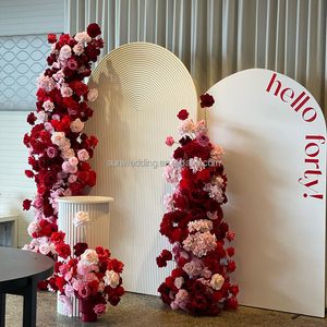Arco Floreale Sunwedding con <span class=keywords><strong>Rose</strong></span> Artificiali Rosse e Rosa per Decorazioni di Matrimoni, Feste, Natale, Halloween, Festa della Mamma e Pasqua - Product Image 2