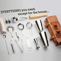 Shaker à Cocktail Camol 17 Pièces Kit Complet de Barware Outils à Cocktail en Acier Inoxydable avec Sac en Toile Boston Shaker Set