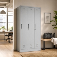Armoire de rangement modulaire à 3 portes en acier laminé à froid avec serrure à clé pour bureau, école, salle de sport