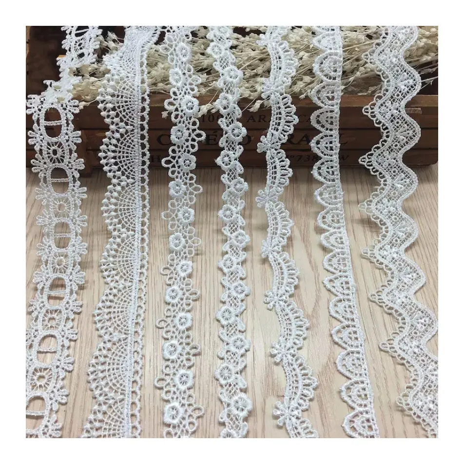 affninty gift wrapping laces venice narrow crochet scalloped neckline milk silk embroidery lace trim