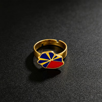 Bague ouverte tendance style rétro goutte d'huile, inspirée de la Réunion, de la Guadeloupe, de la Guyane et de la Martinique