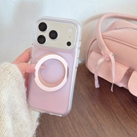 Nouvelle coque de téléphone magnétique translucide mate avec support annulaire métallique à 360° antichoc pour iPhone 17 15 16 Pro Max