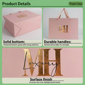 <span class=keywords><strong>Sac</strong></span> en papier kraft recyclé élégant et épais, 1 mm, avec poignée en patch, emballage cadeau haut de gamme pour la vente au <span class=keywords><strong>d</strong></span>étail - Product Image 2