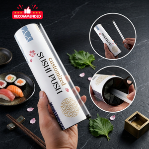 Envase de Alimentos Biodegradable Personalizado en Forma de Tubo, Cilindro para <span class=keywords><strong>Sushi</strong></span>, Envase para Llevar con Palito para Salsa, Caja de Papel para Empacar <span class=keywords><strong>Sushi</strong></span> - Product Image 1