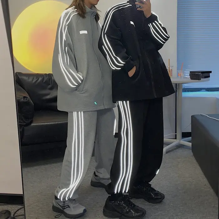 사용자 정의 반사 스트라이프 트랙 정장 남성과 여성 조깅 sweatsuits 남여 세트