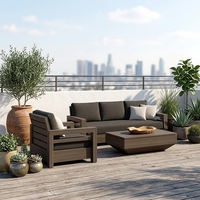 Ensemble de table et canapé modulaires en aluminium tressé, mobilier de jardin moderne en tissu pour l'extérieur