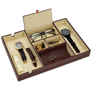 Plateau <span class=keywords><strong>de</strong></span> rangement personnalisé et créatif pour table <span class=keywords><strong>de</strong></span> chevet - Organisateur <span class=keywords><strong>de</strong></span> bijoux, clés et montres pour homme - Plateau <span class=keywords><strong>de</strong></span> <span class=keywords><strong>valet</strong></span> en cuir PU - Product Image 1