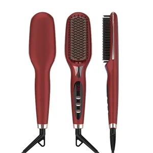 Infrared Hair Straightener Brush Negative Ion Straightening Comb Styling Tool for All Hair Types and Wigs