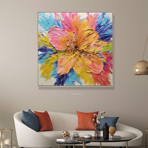 Home Decor Handpainted Modern Canvas Wall Art Floral Acrílico Pintura Flor Pintura a Óleo para Hotel Decor - Product Image 2
