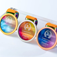 Spécifications des fabricants Insigne de médaille de sport de danse de sublimation de cristal de verre vierge en acrylique personnalisé en gros