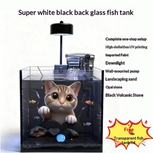 Pecera Pequeña <span class=keywords><strong>de</strong></span> Escritorio, Ultra Blanca, <span class=keywords><strong>de</strong></span> Vidrio HD, con <span class=keywords><strong>Fondo</strong></span> 3D <span class=keywords><strong>de</strong></span> Estilo Oscuro, Auto-Circulante, para <span class=keywords><strong>Peces</strong></span> Dorados - Product Image 6