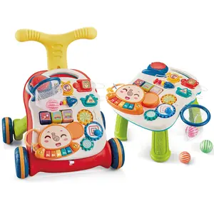 Mainan Waker plastik multifungsi bayi, mainan aktivitas bayi 2 IN 1 Musik geser seimbang